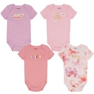 Juicy Couture baby-girls Body Suit 4pck (6-9m)